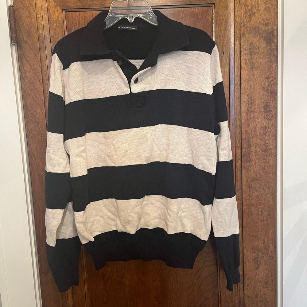 Brandy Melville navy and white stripped collared sweater